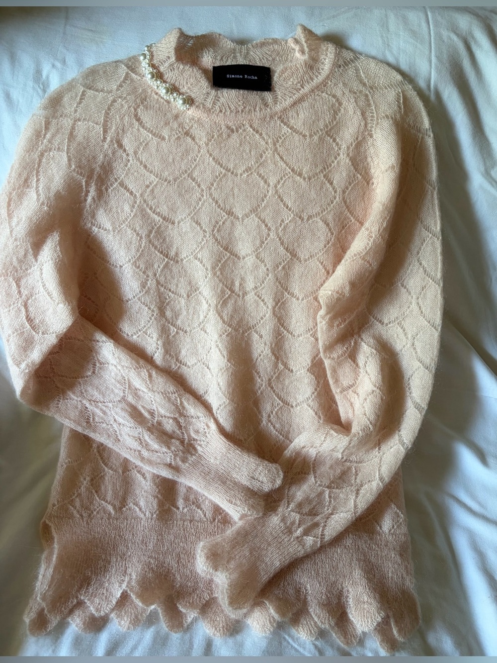Simone Rocha Soft Pink Mohair Knit Sweater